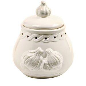 Excellent Used Condition White Ceramic Garlic Keeper  7"x 5" x 5.5"